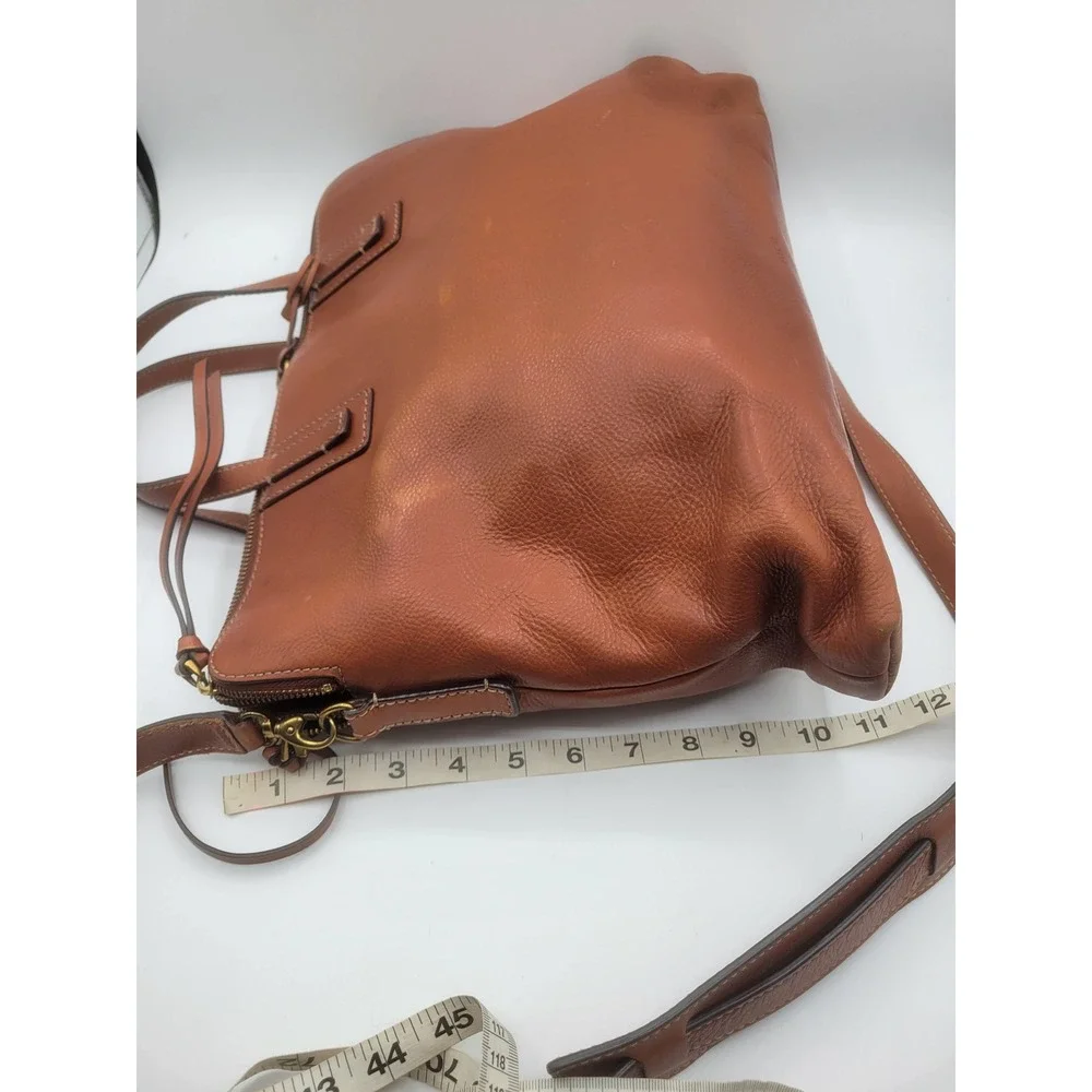 Fossil Rachel Satchel Brown Leather Triple Compartment Crossbody Laptop Bag